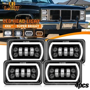 4PCS 4x6" LED Headlights Hi-Lo Beam DRL Angel Eyes Lamp for GMC Isuzu Base Truck - Picture 1 of 10