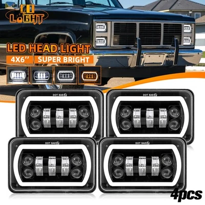 4 PIEZAS 4x6" Faros LED Luz Alta Baja DRL Ojos de Ángel Lámpara para GMC Isuzu Base Truck Foto 1 de 4