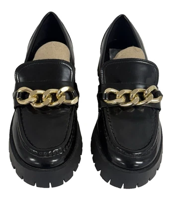 Mocasines de plataforma gruesos de cuero sintético negros Guess Hillford para mujer 8M Foto 1 de 4