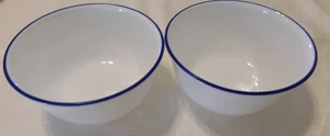 2 Corelle 6 1/4" Souper Soup Cereal Bowls, White With Dark Blue Rim EUC! - Picture 1 of 4