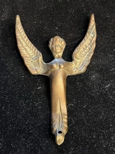 ANTIQUE 1800s FRENCH EMPIRE BRASS ORNAMENT WINGED LADY SPHINX DOOR KNOCKER (10B) - Picture 1 of 11