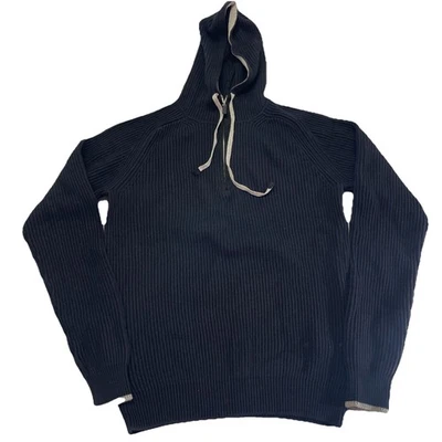 Moletom com capuz Collars & Co masculino Holland 1/4 zíper pequeno preto mistura de cashmere novo - Imagem 1 de 4