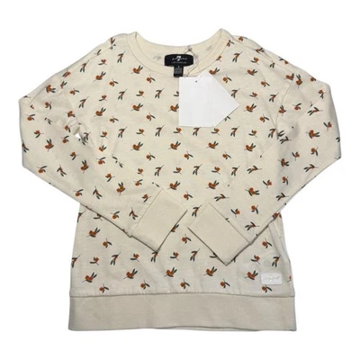Top 7 For All Mankind Niños Crema Naranja Estampado Floral Manga Larga Cuello Redondo Talla 4 Foto 1 de 4