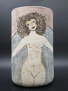 Vase Keramik weiblicher Akt PERRET ST. PAUL Frankreich Ritzdekor Frauen 1970er - Bild 1 von 14