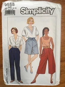 Simplicity 9588 Pleated Short or Long Culotte + Pants Sizes 6 - 14 UNCUT - Picture 1 of 4