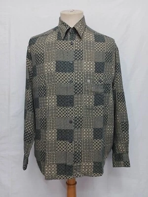 Stunning Givenchy Black Beige Geometric Cotton Blend Men's Casual Shirt 15.5-39 - Image 1 of 4