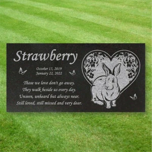 Personalized Pet Rabbit Memorial - Granite Pet Memorial - 6x12 - Strawberry - Picture 1 of 9