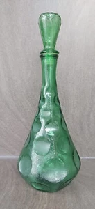 Vintage Empoli Italia Decanter Vetro Verde Genio Bottiglia Stampa Pollice 14" Tappo - Foto 1 di 14