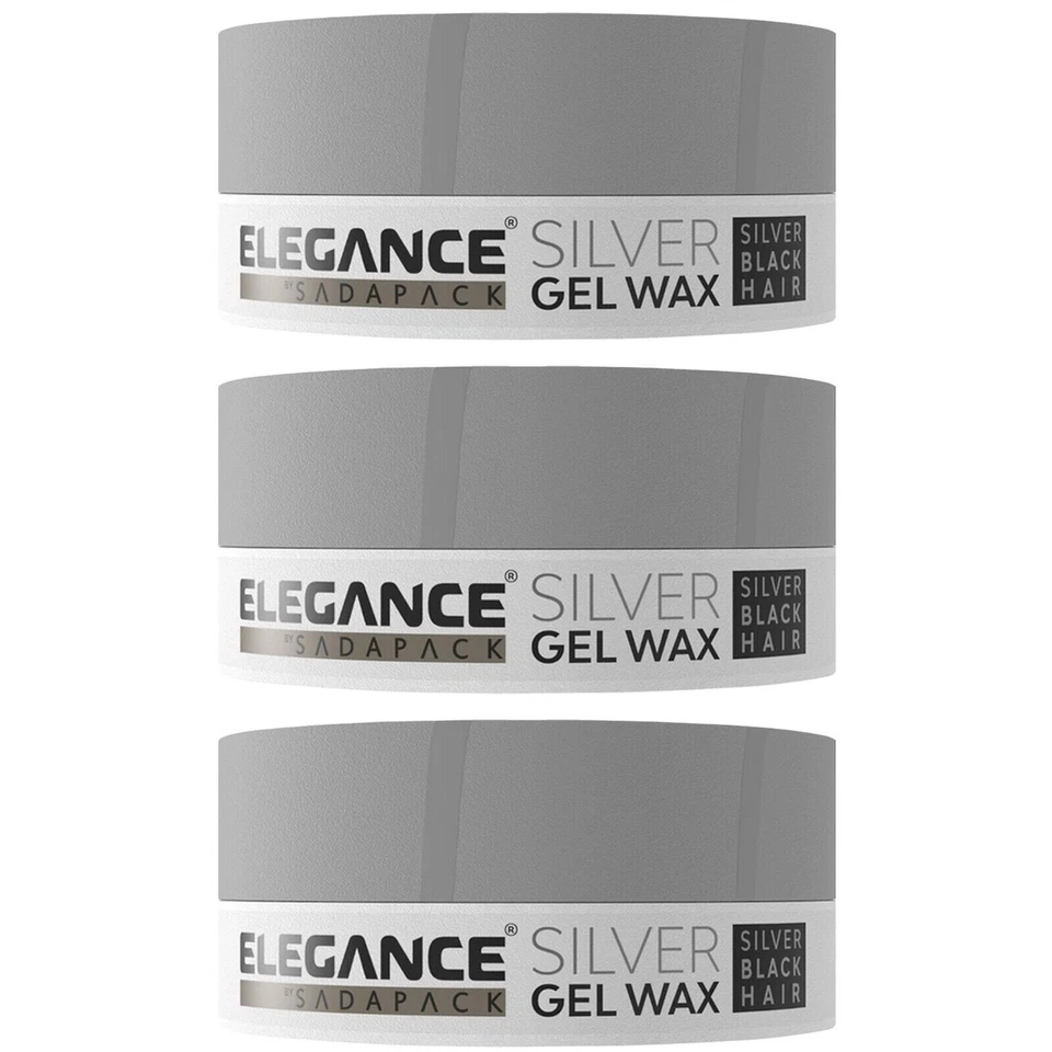 Elegance Silver Gel Wax Silver / Black Hair 140 grams-   3 Pack - Image 1 of 1