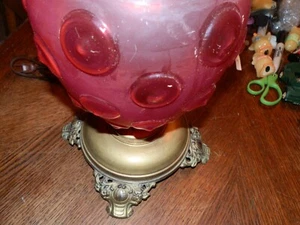 1895 RUBY RED PITTSBURGH BULL'S EYE PARLOR LAMP Reverted to Electric 16 x 7 x 7" - Picture 1 of 5