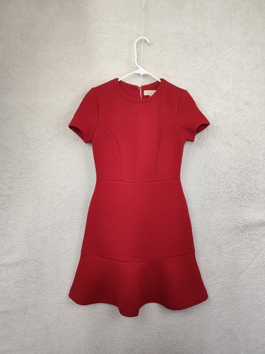 Abito donna Michael Kors 2 rosso poliestere manica corta tubino lunghezza ginocchio