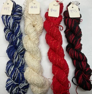 Lucci Yarns Tahiti Lot of 4 Samples Viscose/Wool/Cotton New No Labels #9 - Image 1 of 4