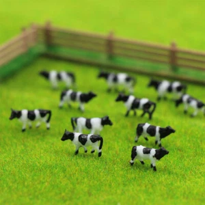 60pcs Model Train N Scale 1:160 Well Painted Farm Animals Model Cows White Black - Picture 1 of 4