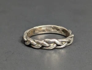 Vintage Sterling Silber geflochtener Ring Größe 5 signiert Ster C - Bild 1 von 21