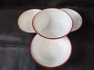 Corelle by Corning White Cereal Bowls Red Trim Vintage ๐ Lot of 4 Retired - Picture 1 of 18