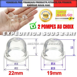 x2 POMPE POIRE D'AMORÇAGE CARBURATEUR DÉBROUSSAILLEUSE TRONÇONNEUSE ATB A2 19MM - Photo 1/13