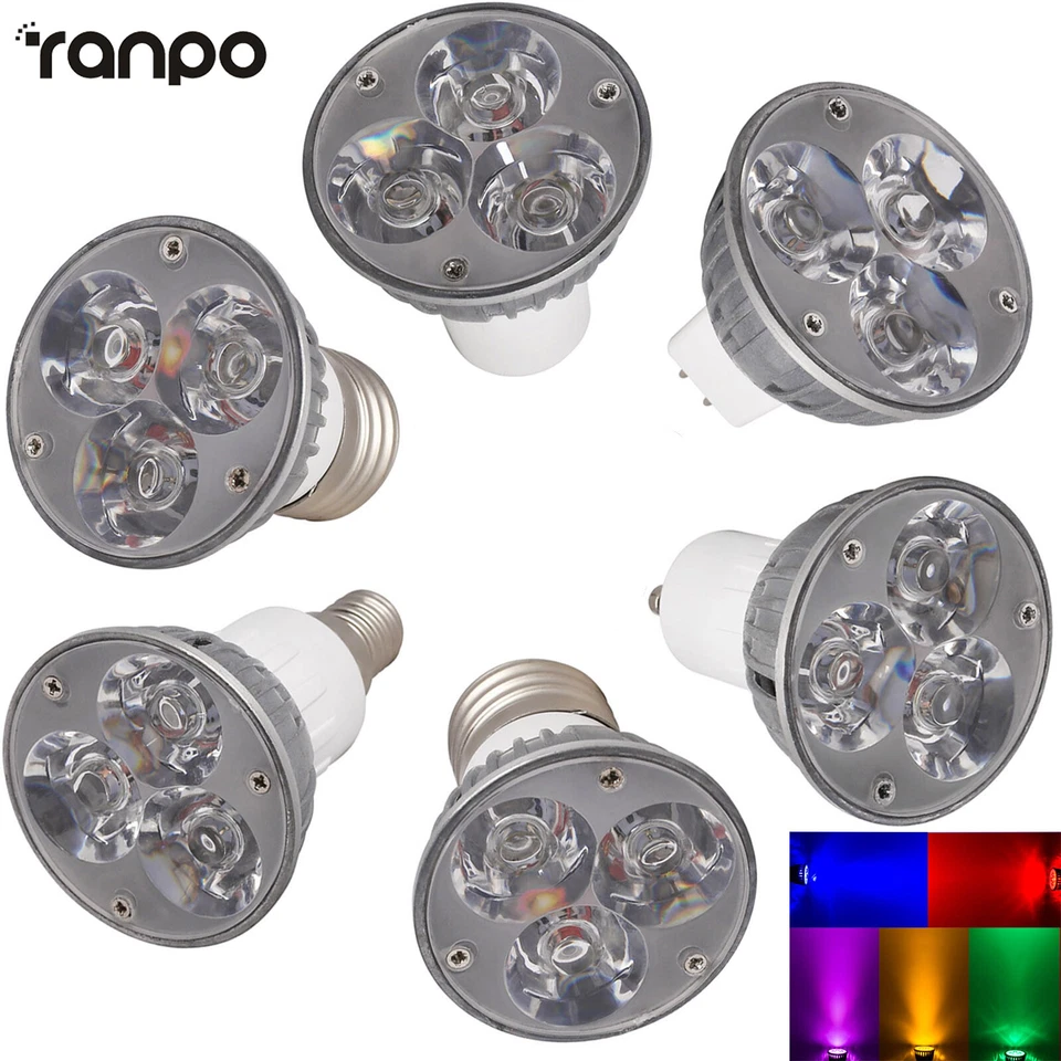 LED Spotlight Bulbs 3000-6500K MR16 GU10 GU5.3 E27 Dimmable 3W Multicolor Light - Image 1 of 1