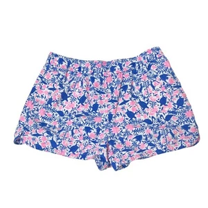 VINEYARD VINES Girls Shorts Large Linen Blend Whale Logo Pink Blue Print - Picture 1 of 9