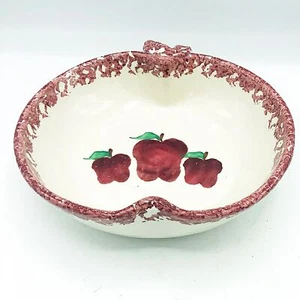 Neher Pottery 1995 Red Spongeware Apple Shaped Serving Bowl - Picture 1 of 7