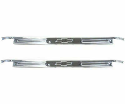 67-72 Chevy C10 Truck Polished Stainless Bowtie Door Sill Scuff Plates Pair - Image 1 of 4