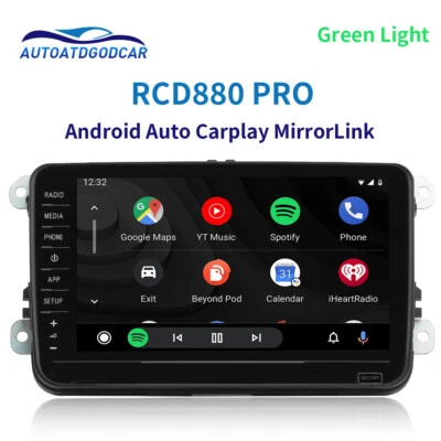 Green light For Skoda 8" NONAME RCD330 RCD880 PRO Car Radio Carplay Android Auto - Image 1 of 4