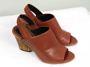 Derek Lam Damen-Sandalen 6 B Keilabsatz offene Zehenpartie braun Leder - Bild 1 von 8