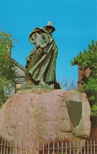 Postcard Roger Conant Statue Washington Street Salem Massachusetts MA - Picture 1 of 2