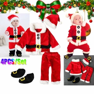Baby Boys Girls Christmas Santa Claus Cosplay Outfits Costume Warm Outwear Sets - Picture 1 of 10