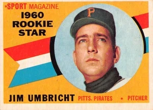 1960 Topps #145 Jim Umbricht Rookie Star Pittsburgh Pirates - Picture 1 of 3