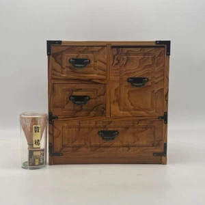 Japanese antique Small chest Sewing box HARIBAKO 4-drawers SHOWA retro FromJapan - Picture 1 of 6