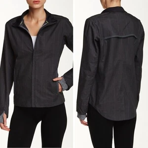 Chaqueta Pequeña Brooks Talla X Perno Correr Cremallera Completa Agujeros para el Pulgar Frontal Gris a Rayas S - Imagen 1 de 8