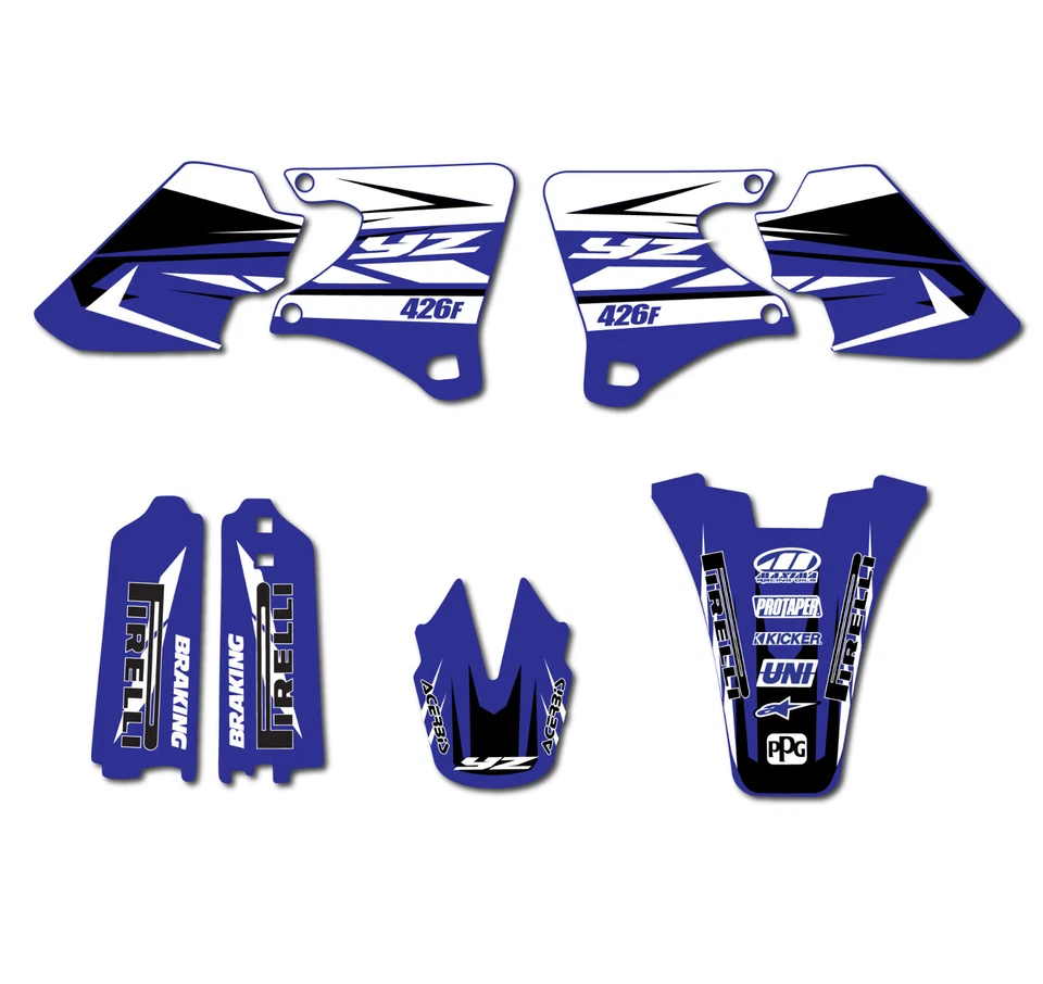 2000 2001 2002 YAMAHA YZ426F AZUL EQUIPE ADESIVOS GRÁFICOS DECALQUES MX MOTOCROSS - Imagem 1 de 3