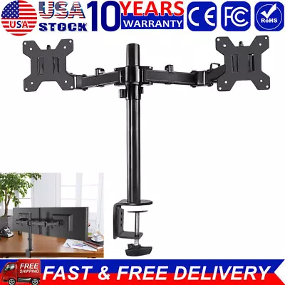 10-27'' Dual LCD Screen Monitor Desk TV Bracket Swivel Stand mount Holder - Image 1 of 4
