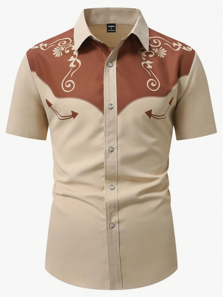 Camisa Vaquera Ranchera de Hombre de Vestir Elegantes Casuales Manga Corta Foto 1 de 4