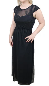 3223 - Kleid Damenkleid schwarz elegant Brautjungfern-Zeremonie lang Spitze - Bild 1 von 4