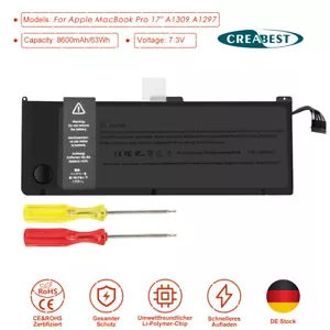 Batería 8600mAh A1309 para Apple MacBook Pro 17 A1297 mediados de 2009 2010 principios de 2009 - Imagen 1 de 12