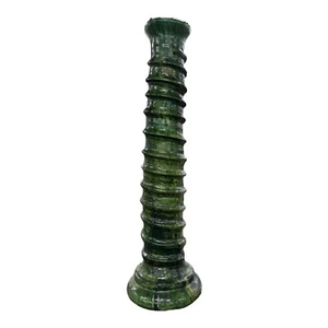 Moroccan Green Tamegroute Large Abstract Twist Sculpture Candlestick Holder 21” - Picture 1 of 5