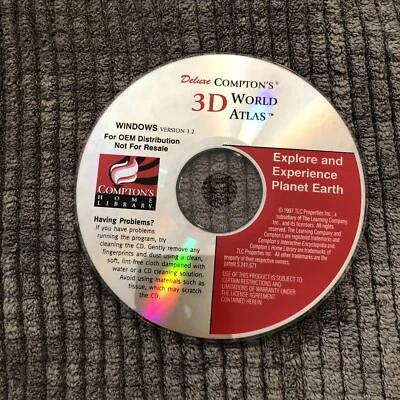 Deluxe Compton's 3D World Atlas 1998 Edition for Windows  CD-ROM Not For Resale - Image 1 of 2