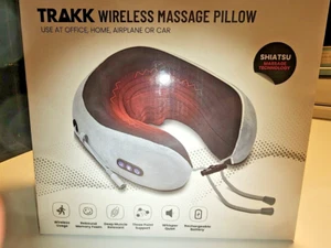 TRAKK PILLOW Neck Wireless Massage Travel Pillow Off White- Black New In Box - Picture 1 of 4