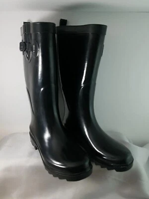 Clarks с подкладкой черный резиновый высокий дождя ботинки водонепроницаемый туфли с пряжкой женщин 7 - Изображение 1 из 4