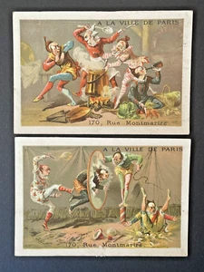 Lot of 2 Chromos - A la ville de Paris - Circus - Clown - Dangivillé - Picture 1 of 2
