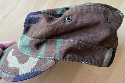 Military Green Camo Atlas Headwear Cap Hot Weather Size 7 1/8, 50cotton/50 Nylon - Image 1 of 4