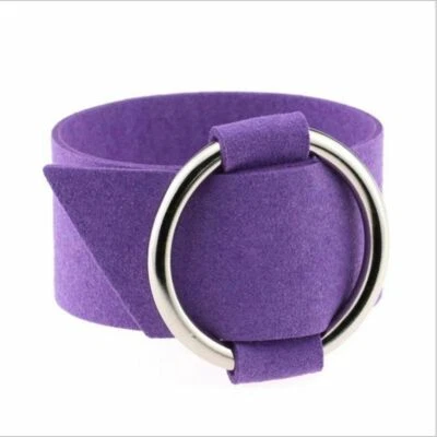 Pulsera brazalete brazalete brazalete cinturón terciopelo cuero ancho anillo redondo O Foto 1 de 4