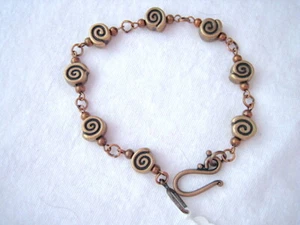 All Copper Colored Handmade  Copper Beaded Chain Bracelet - Picture 1 of 4