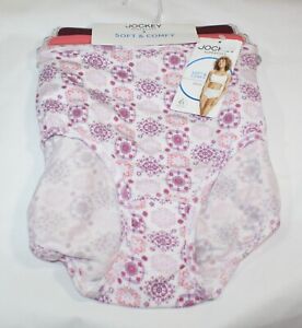 NWT set of 3 JOCKEY 2073 supersoft BRIEF in WINE CLAY WHITE medallions