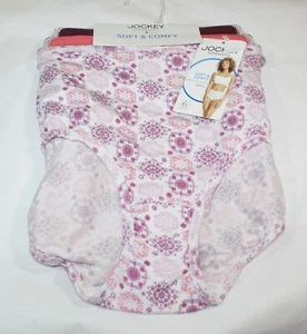 NWT set of 3 JOCKEY 2073 supersoft BRIEF in WINE CLAY WHITE medallions 10/3XL - Picture 1 of 4