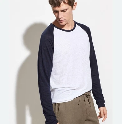 Camiseta de béisbol Vince de lino cuello redondo para hombre nueva con etiquetas talla pequeña $145 Foto 1 de 3