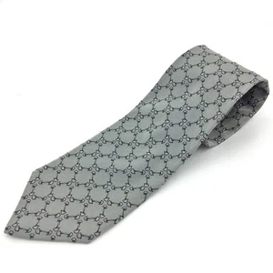GUCCI Rare tie Gray all-over pattern silk from japan J3260 - Picture 1 of 24