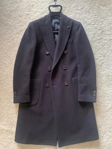 Gebrauchter Lardini Zweireiher Chesterfield Mantel Größe 44 Marine Länge 99 cm - Bild 1 von 8