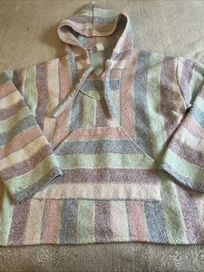 Molina Womens Mexican Hoodie Sweater Large 42 44 Pastel Rainbow Pink Rug Hippie - Picture 1 of 14